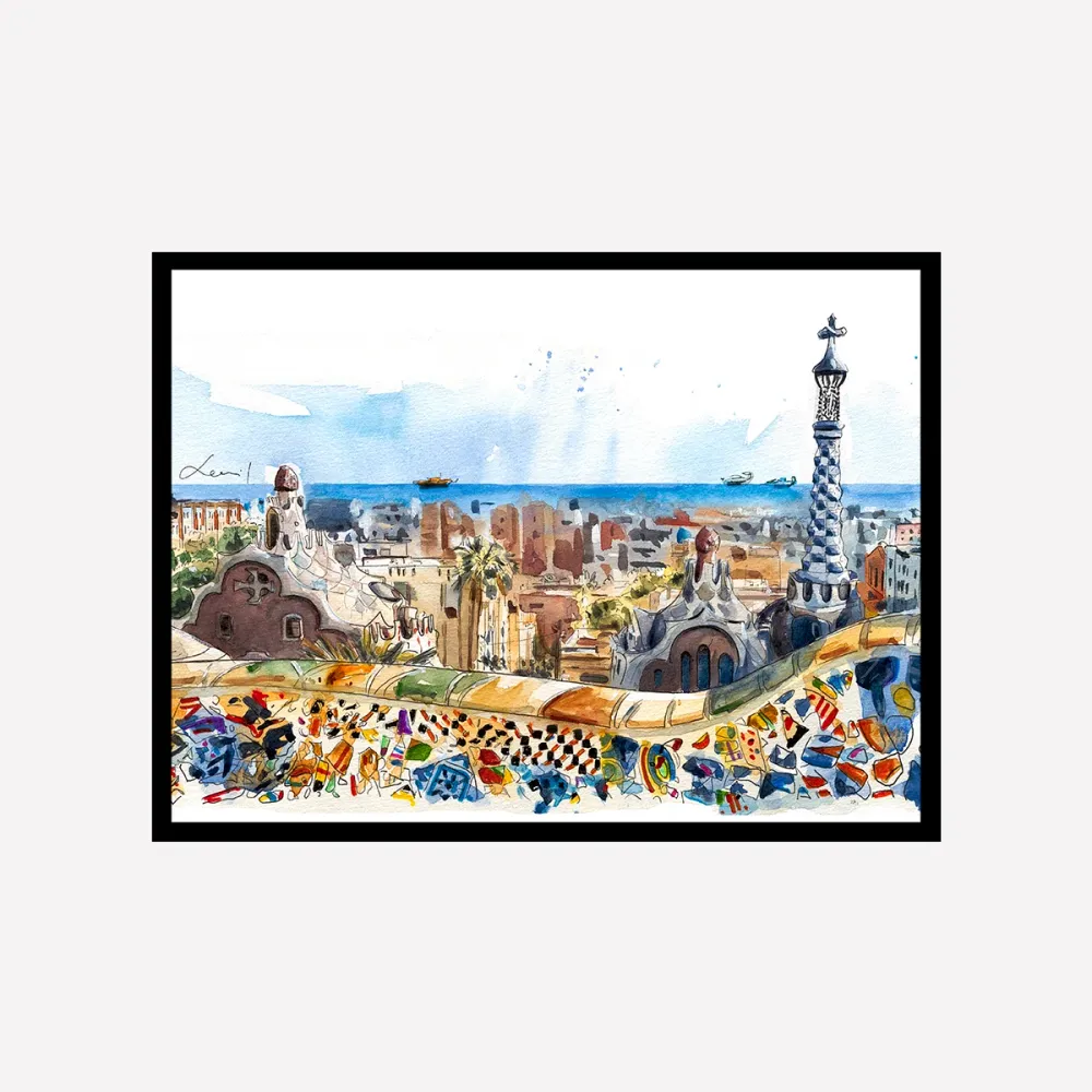 Park Güell Art Print A4 Xavier Julia Sanchez