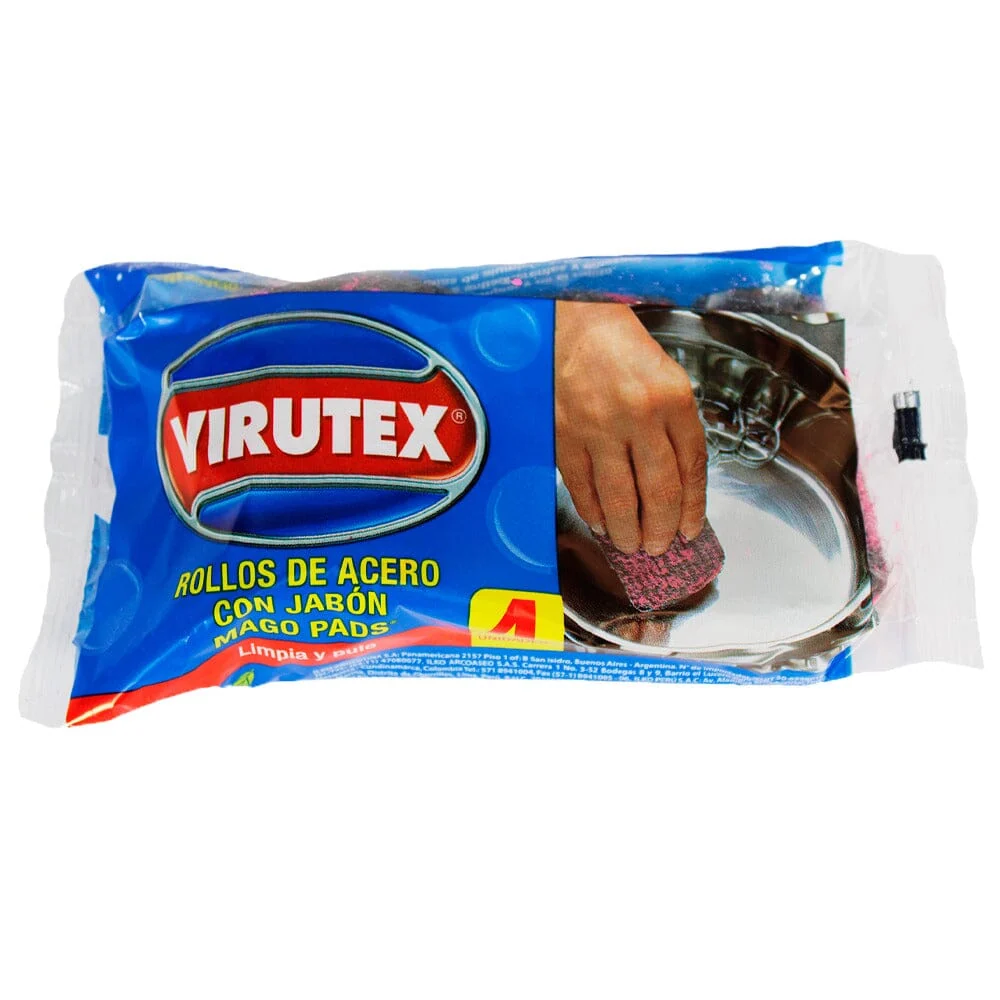 Concentrado Virutilla Olla Mago Pads Con Jabón X 4 Antibacterial Estuche