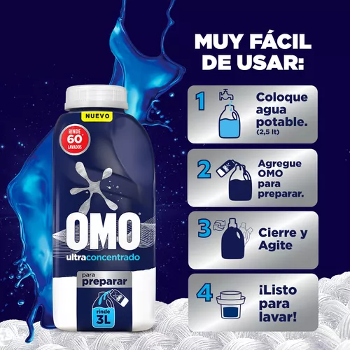 Omo Detergente Líquido Para Diluir 6 x 500 cc