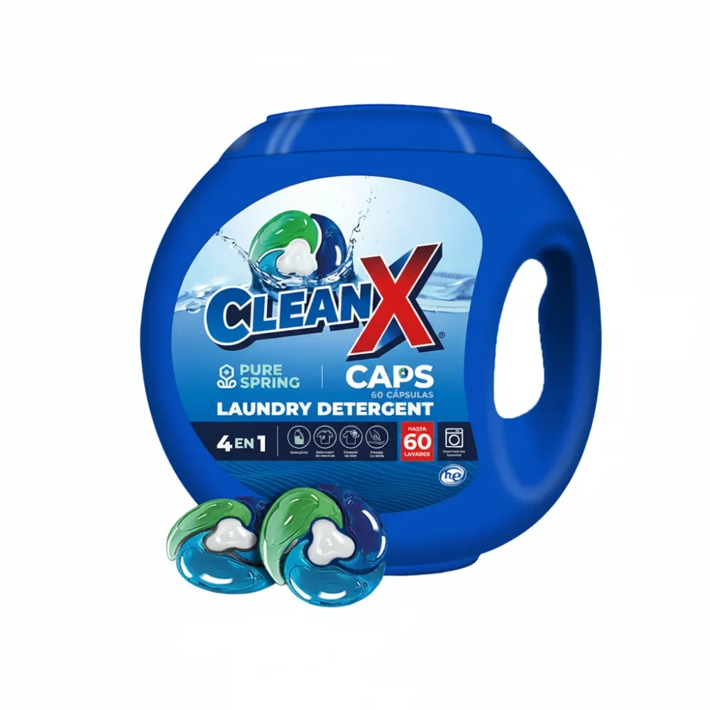 Detergente para ropa en cápsulas CleanX 4 en 1 aroma Íntegro Spring (60 unidades)