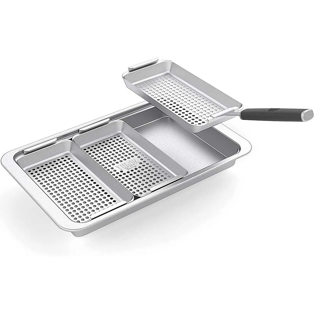 Juego de 3 Cestas Yukon Glory para Parrilla de Acero Inoxidable | Plegable | Resistente al Agua