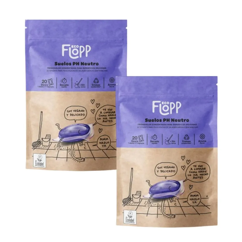 Aroma Limón Pack 2 x Limpia suelos ECO Ph neutro doypack Flopp 20caps