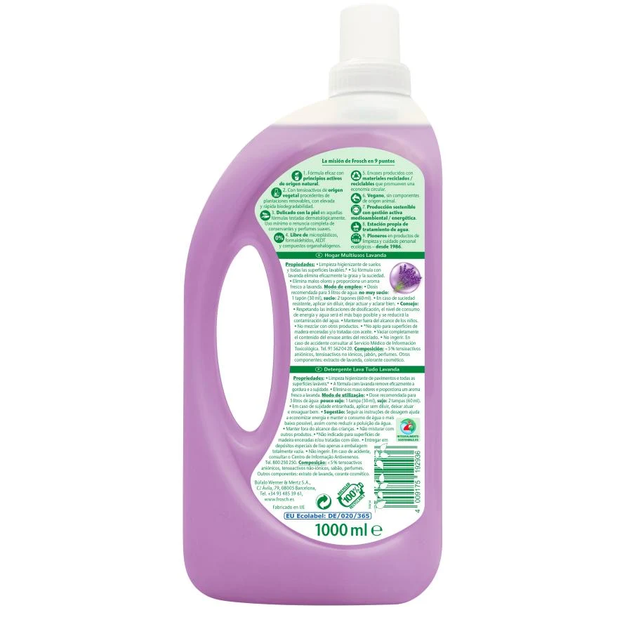 Multiusos Pack 10x Hogar multiusos lavanda Frosch 1000 ml