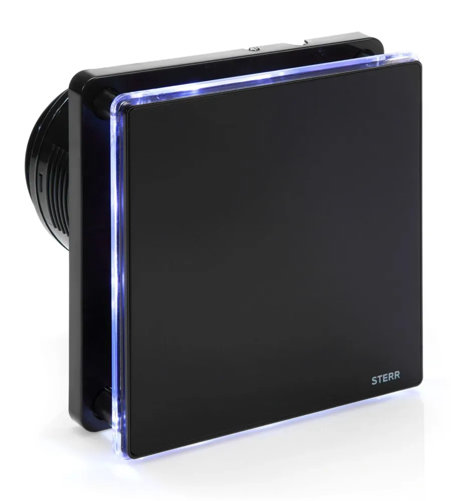STERR BFS100LH-B - 100 mm Extractor de Baño, LED + con sensor de humedad, 90 m³/h, Negro