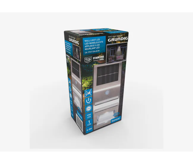 Aplique solar led con sensor marca GRUNDING 17cm Fácil de Limpiar