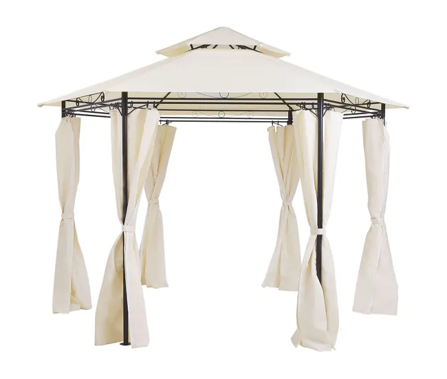 Cenador de acero beige/negro 350 cm PORTEL para Cenas al Aire Libre