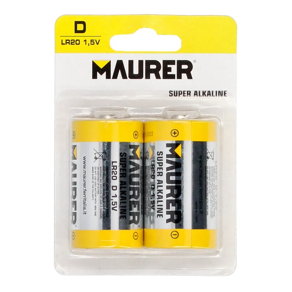 Pila Maurer Alcalina D / LR20 (Blister 2 Piezas) Resistentes Derrames
