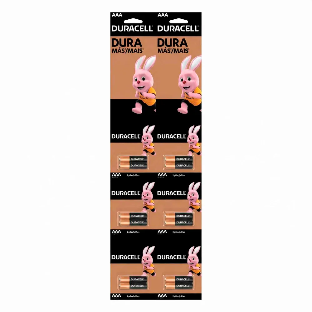 Baterí de 9V Duracell Pila Alcalina AAA Pack 12 Unidades Display