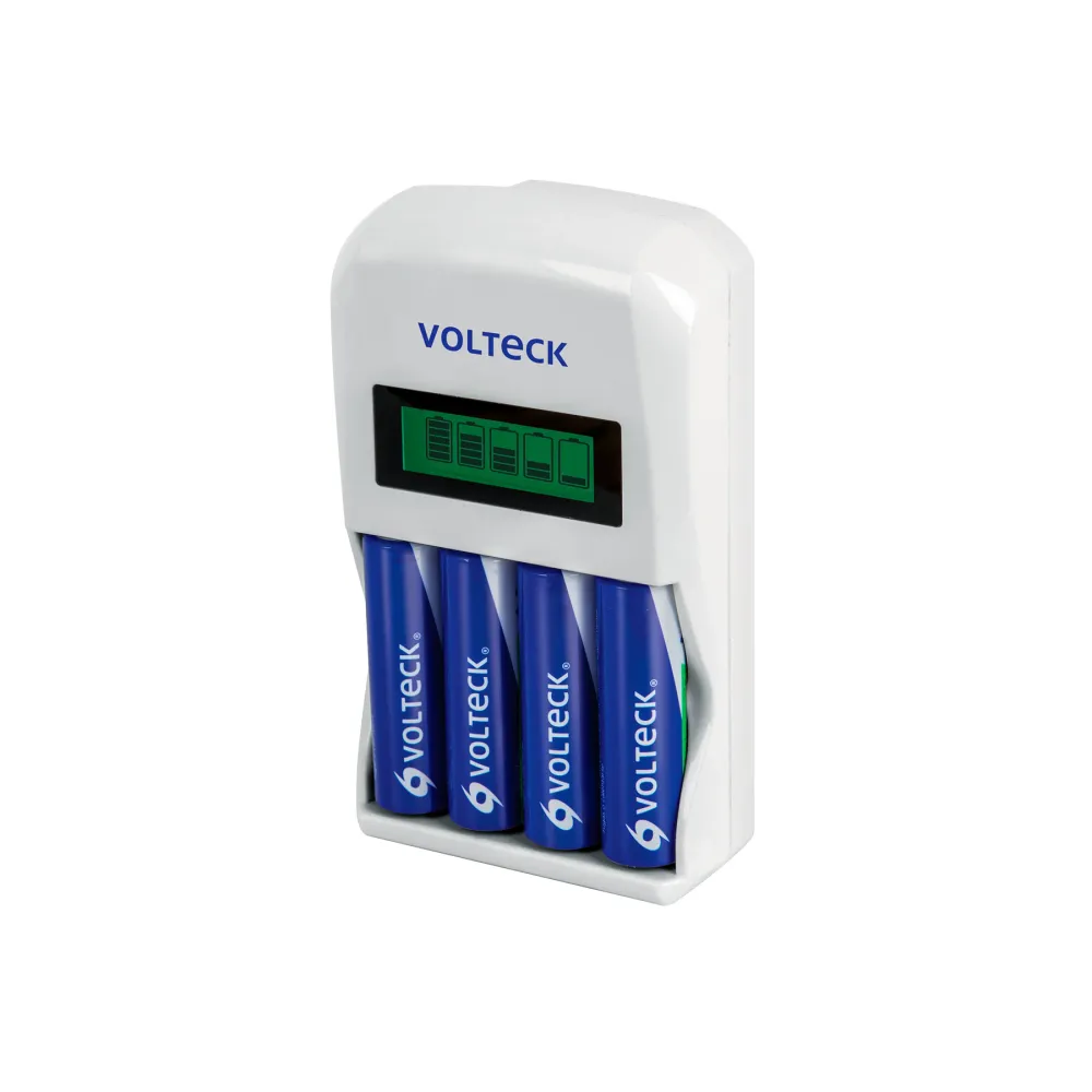 Cargador De Pila AA, Comprende 4 Pilas AA, Volteck 46046 Listas para Usar