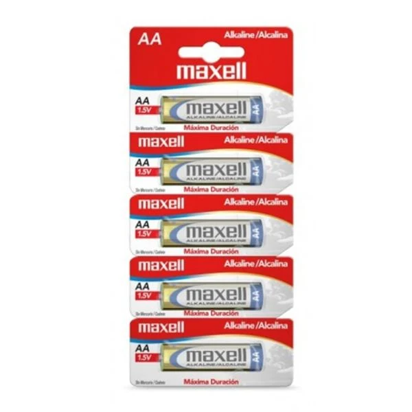 Certificadas CE Baterías Alcalinas Maxell | AA | 5 unidades