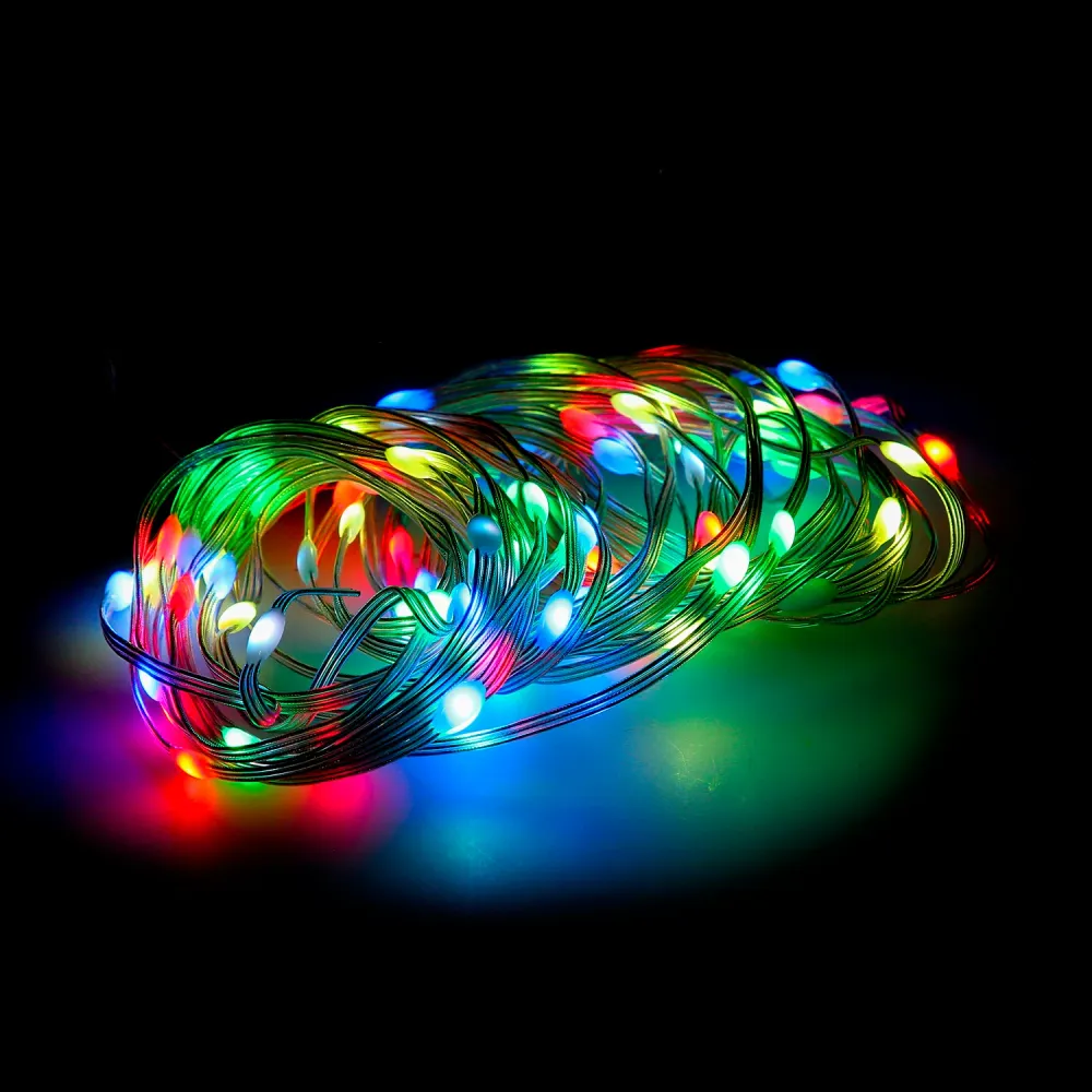 Luces Navidad Luz Arcoíris 80 Microled Pilas Con Mando. Uso Interno / Externo Protección IP44. 3 Baterias AA