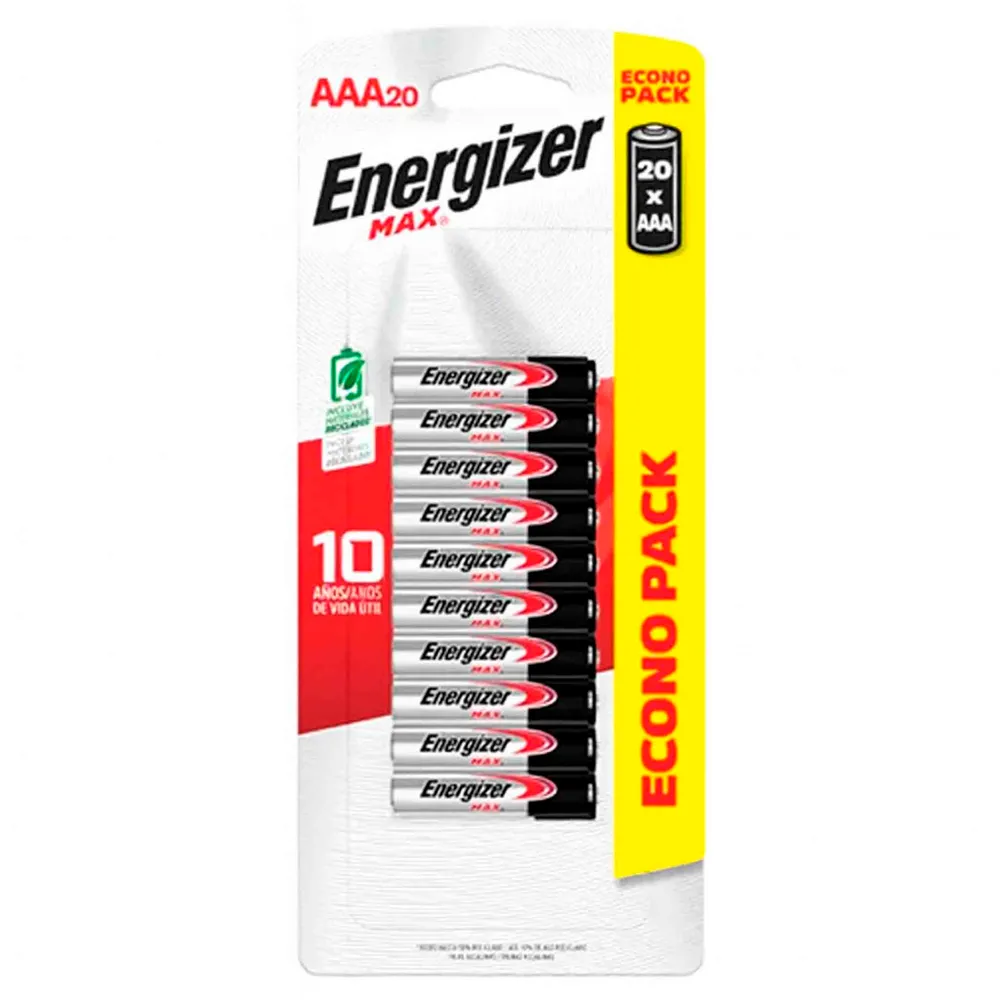 Pilas de Litio Pilas Energizer AAA Max Alcalinas – Pack 20 Unidades