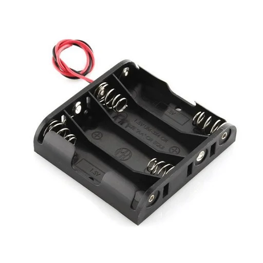 Porta Pila para 4 Baterias AAA con Cable Conexion Serie con Tecnologí de Larga Duración