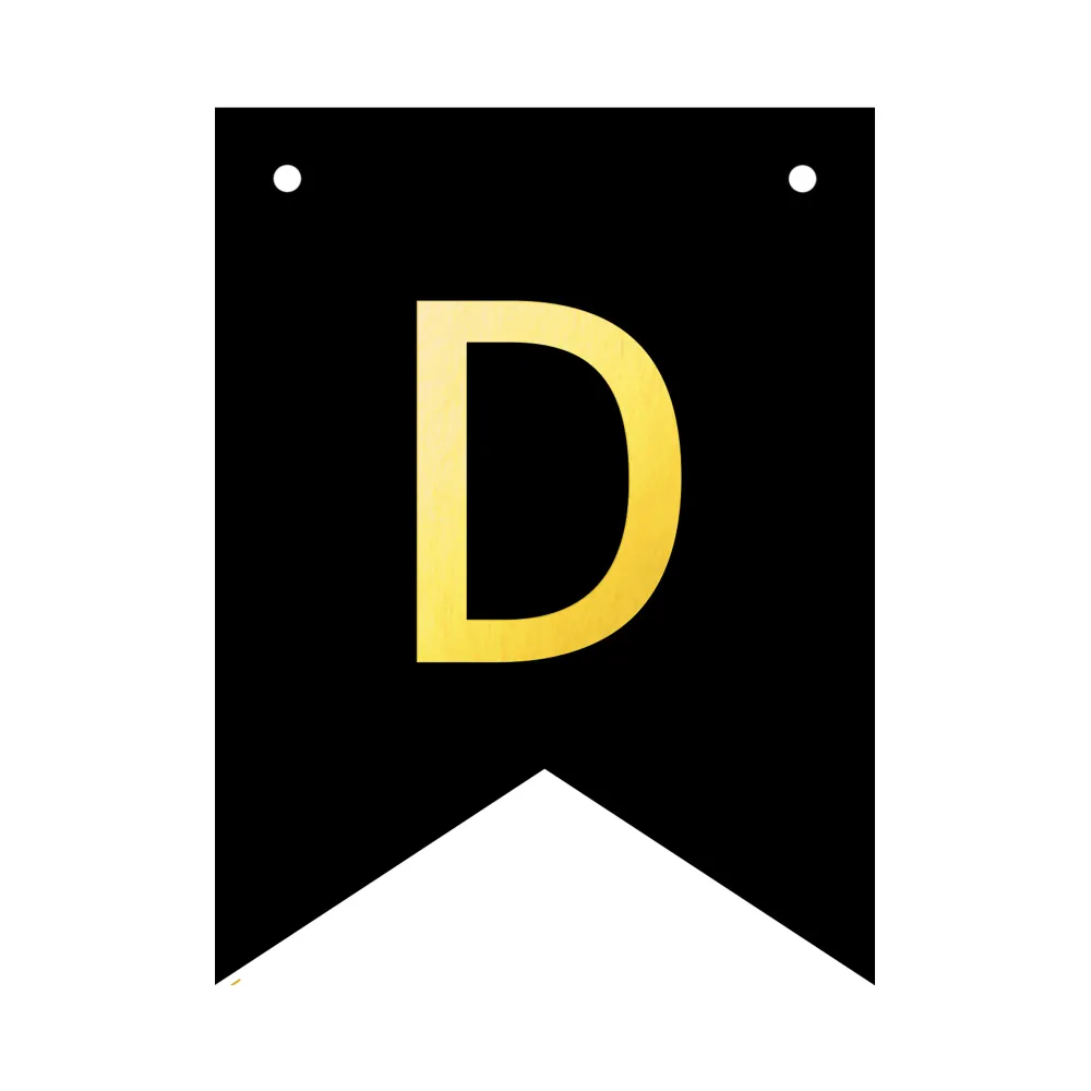 Banner personalizado con la letra D negra y dorada