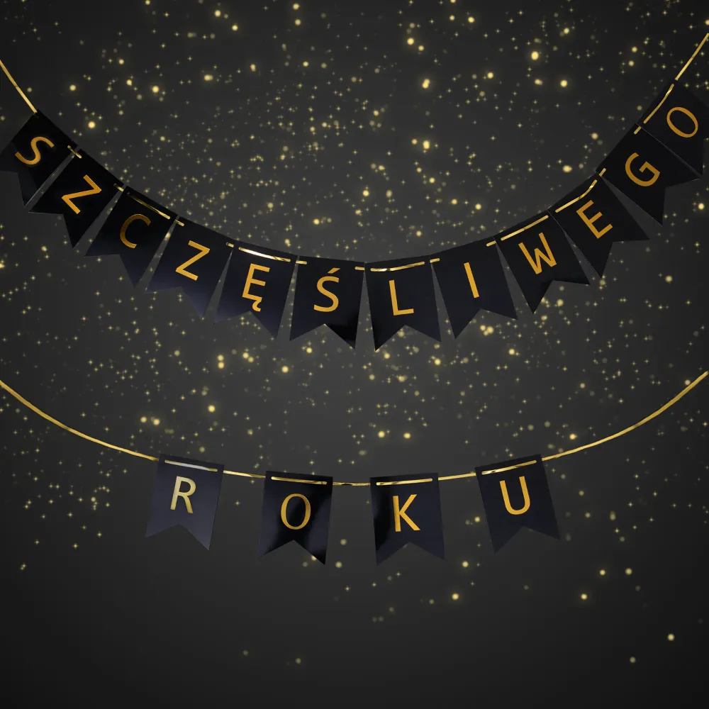 Banner personalizado con la letra D negra y dorada