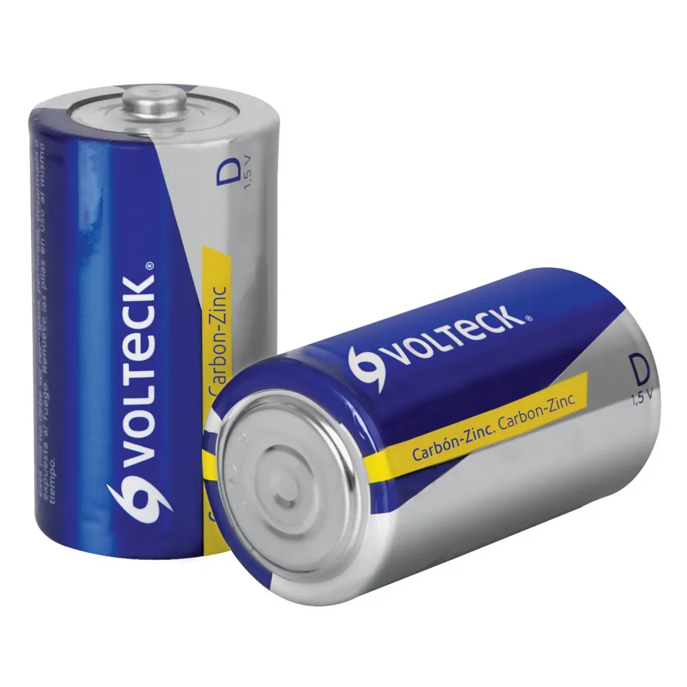 Blíster con 2 pilas zinc-carbón tamaño "D", VOLTECK ZI-D con Cargador Incluido