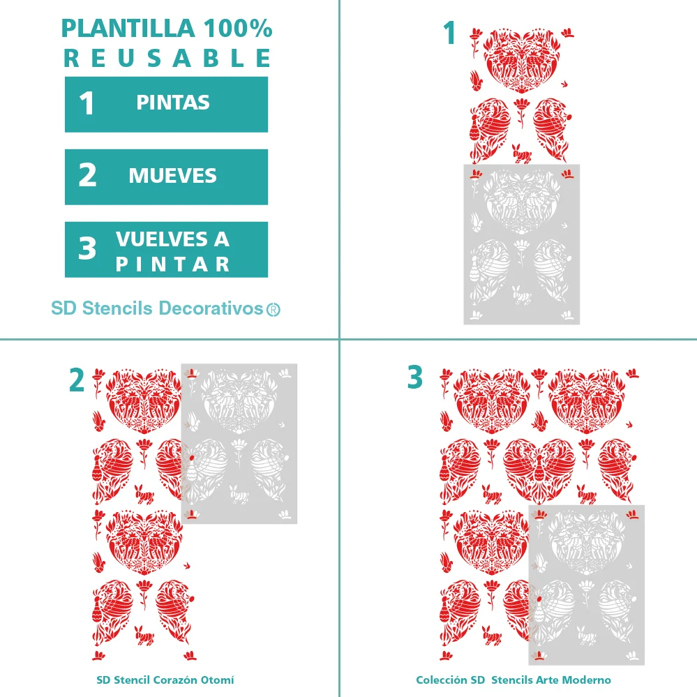 CORAZÓN OTOMÍ STENCIL con Tecnologí de Larga Duración