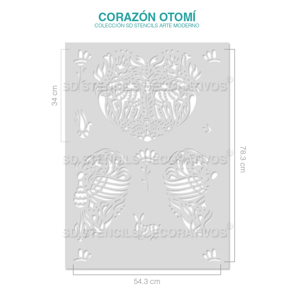 CORAZÓN OTOMÍ STENCIL con Tecnologí de Larga Duración