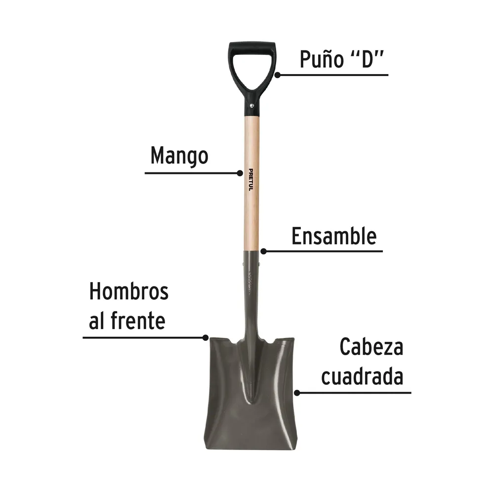 Recargables Premium Pala cuadrada, puño "d", pretul