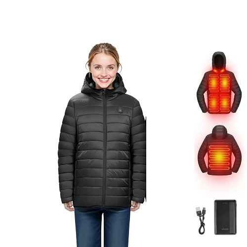 7.4V Battery Women’s Con calor Jacket Soft Shell Electric Heating Coat, 4 Heating Zones, 3 Heat Settings, Hiking, Outdoor...