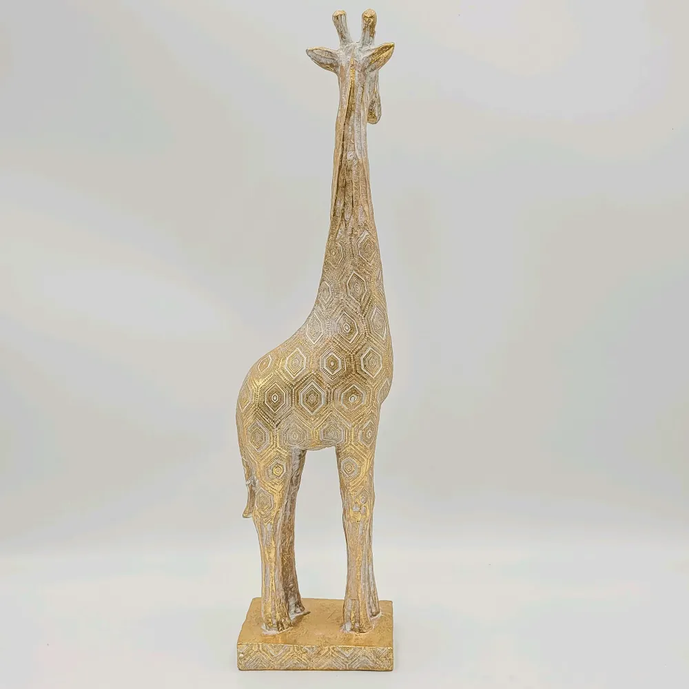 Figura jirafa dorada 12x7x47