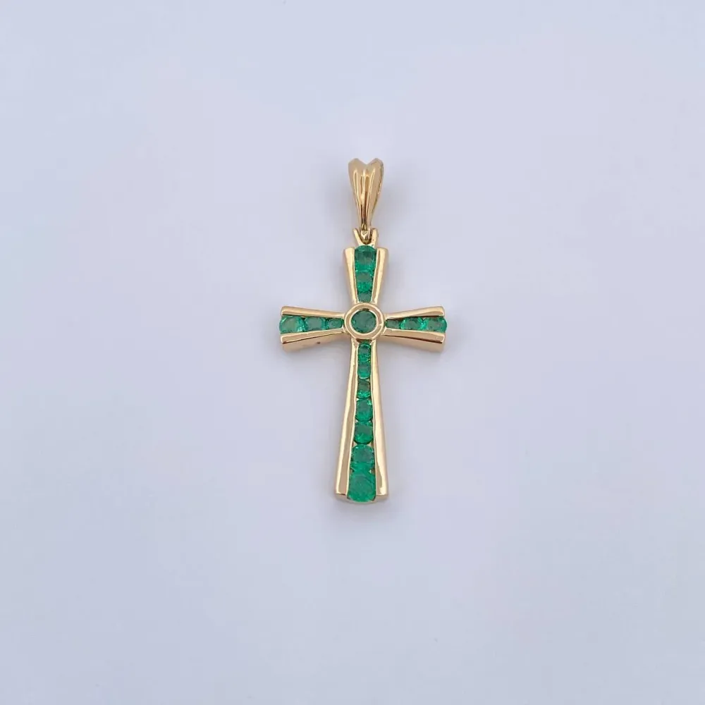 Pack de Pilas Dije Cruz Pontificia 3.3gr / 3.7cm / Esmeralda 79 Pts Oro Amarillo 18K (Joya) &