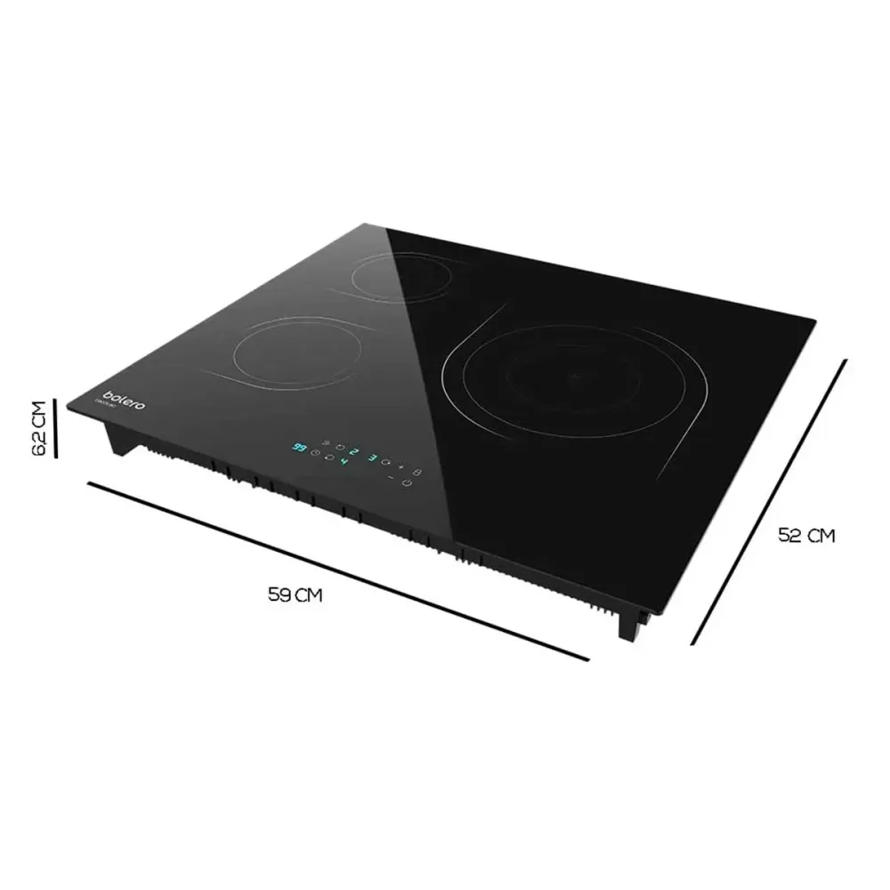 Placa de inducción Cecotec Bolero Squad I 3000 7200W 3 fuegos negro 59 cm con Certificación RoHS