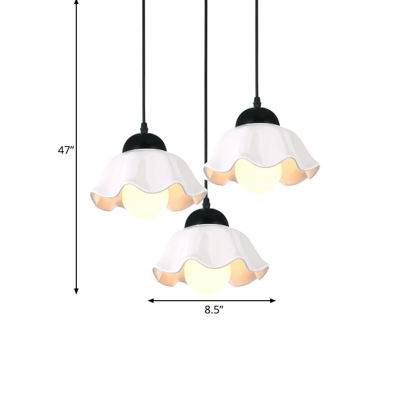 Alta Duración Lampada sospensione soffitto 1/3 di luce Lampada sospensione classica ceramica nera smerlata per sala da pranzo