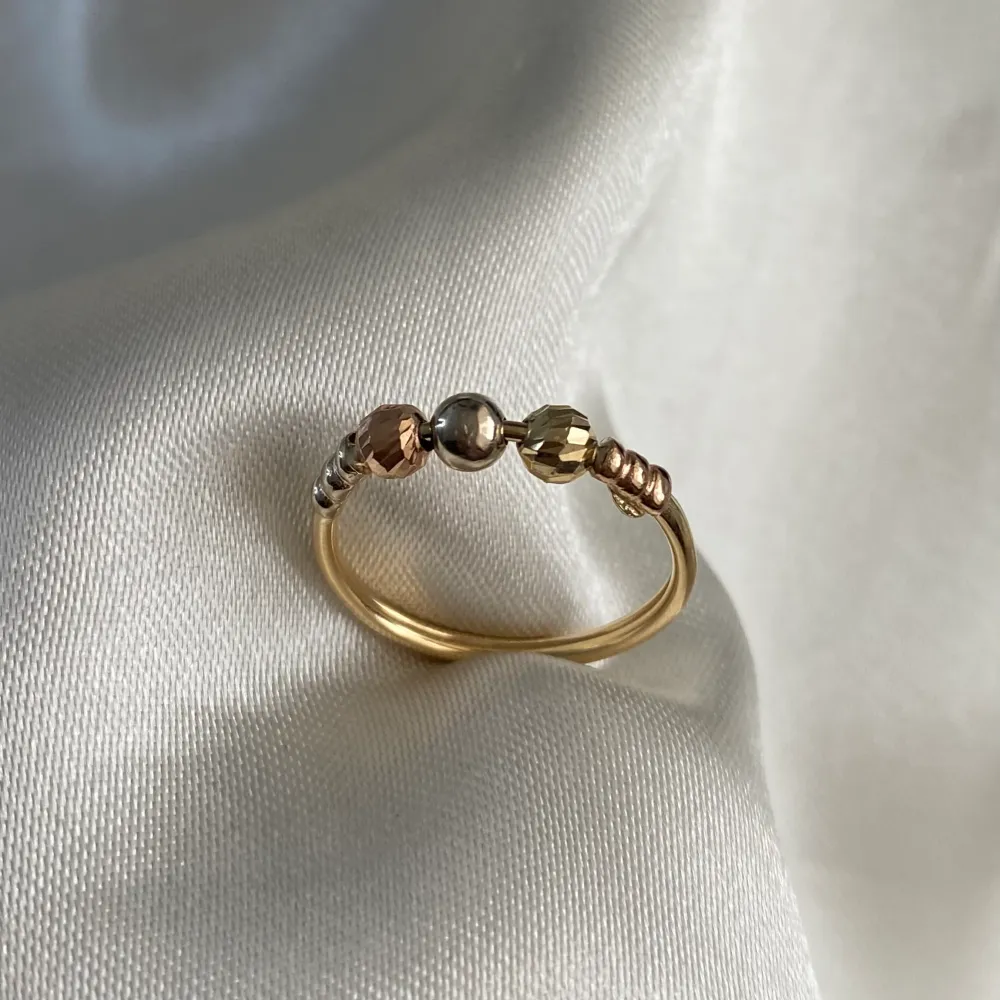 Anillo Bolas 1.3gr- T6 Diamantadas Bola Blanca Lisa Tres Oros | Recargables 1000 Veces |