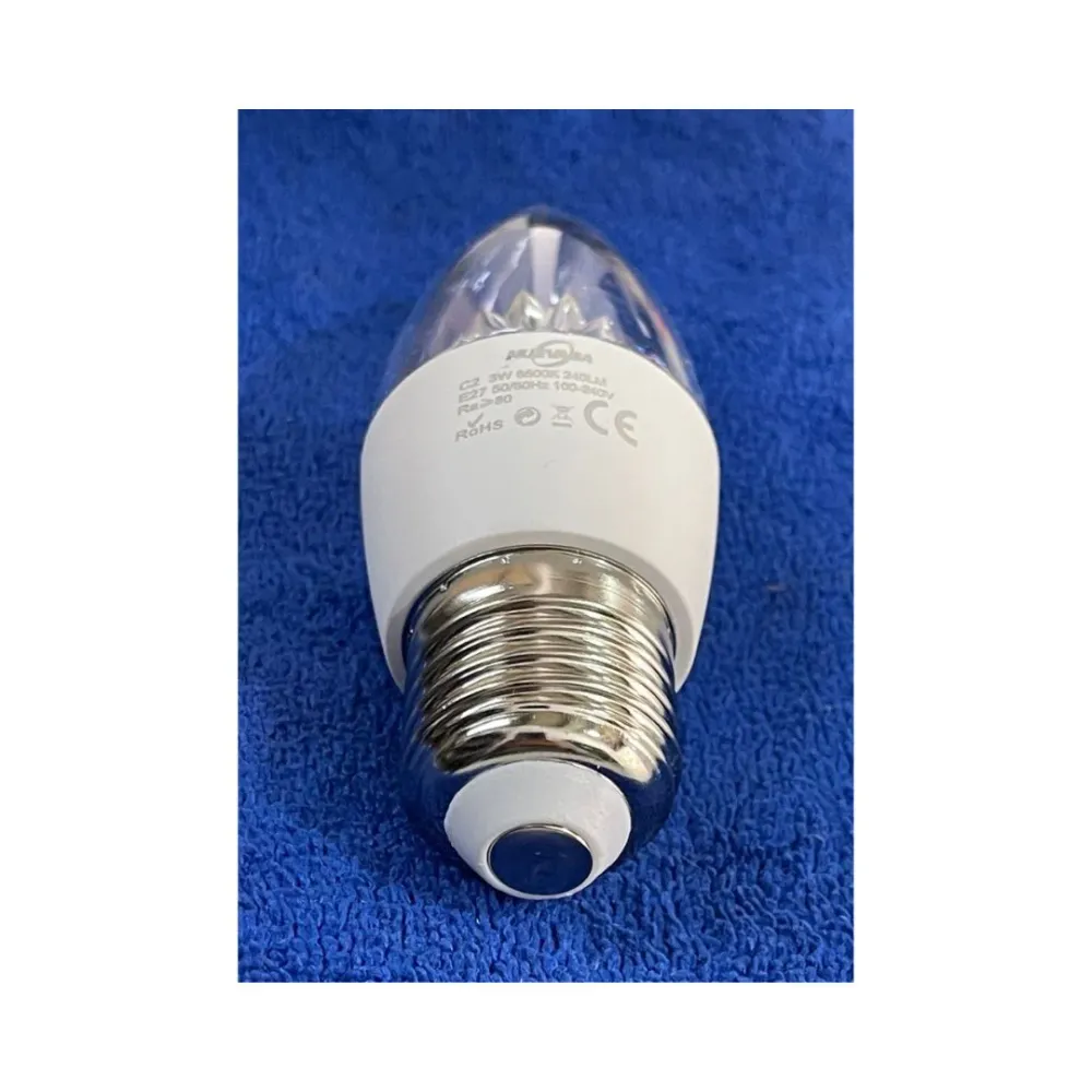 BOMBILLO VELA CORONA 3W E27 6500K con Tecnologí de Larga Duración