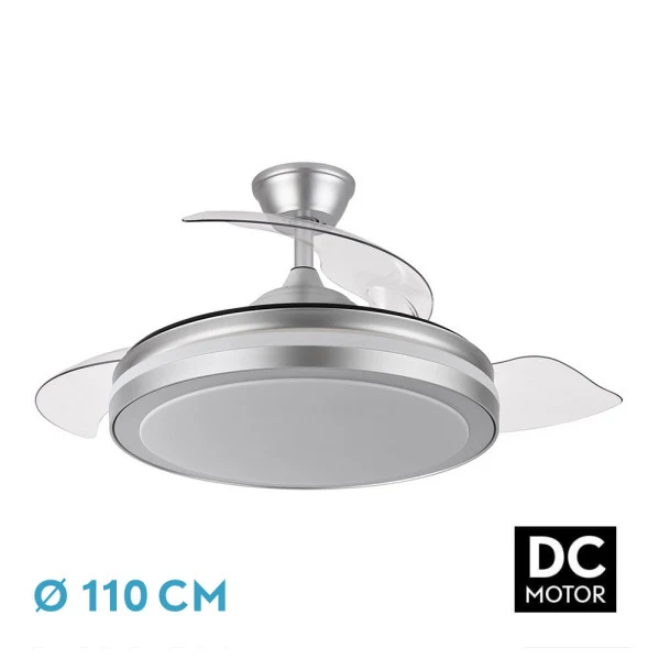 Pack de Pilas Ventilador de techo ESPARTA 3 aspas Plata