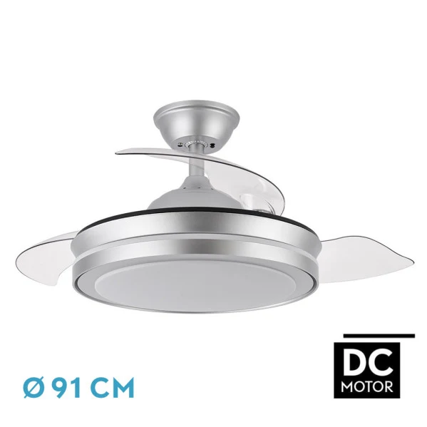 Pack de Pilas Ventilador de techo ESPARTA 3 aspas Plata