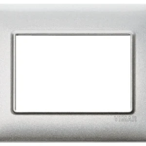 Placa 3 mod. Metal plateado plana vimar