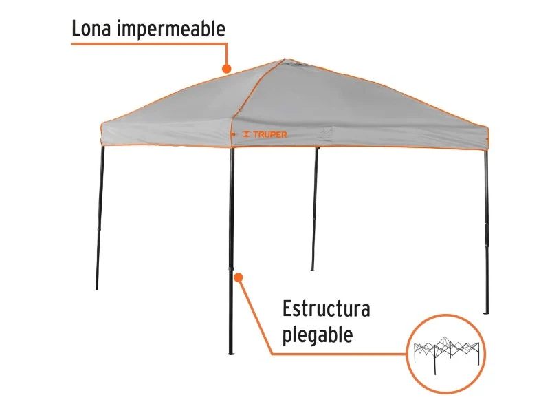 TOLDO PLEGABLE TRUPER TOL-3 3MX3 M para Mandos Distancia