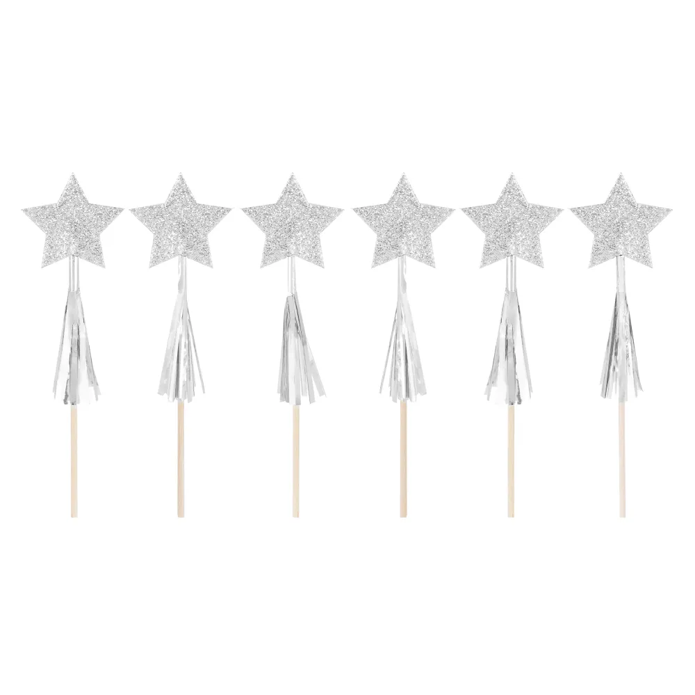 Adornos para tartas Estrellas plateadas 6 uds. para Dispositivos de Alto Consumo