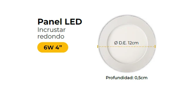 Alta Duración Panel redondo led de incrustar 6W luz blanca