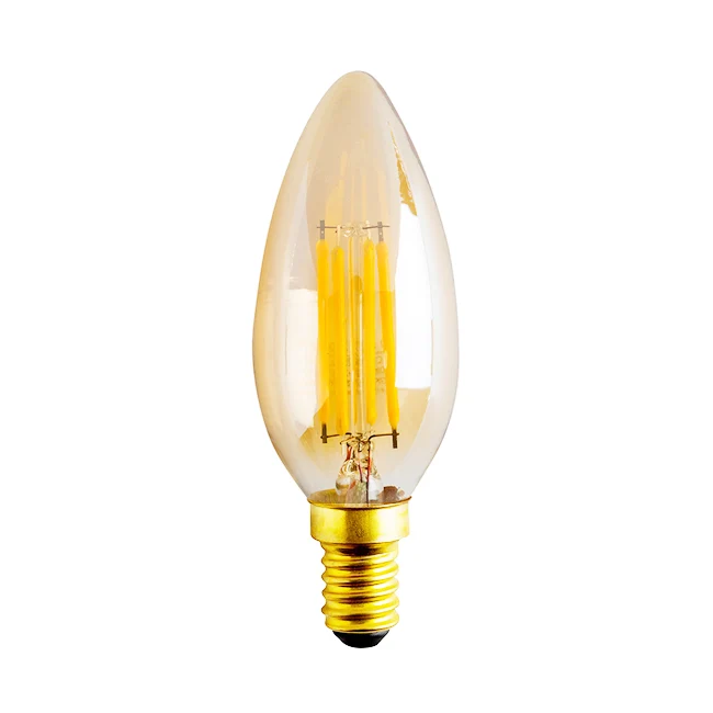 Ampolleta led vidrio ambar vela 6W E14 - PZAM0011 | Recargables 1000 Veces |