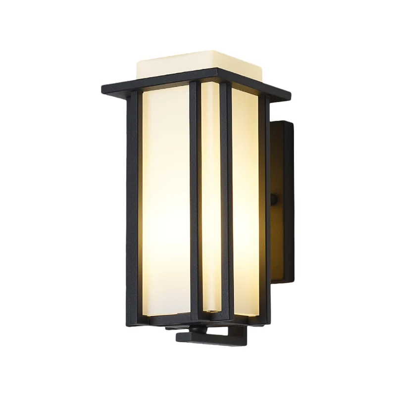Aplique de pared rectangular de 1 luz Warehouse de vidrio opalino negro con marco de acero, 6"/6.5" W Negro