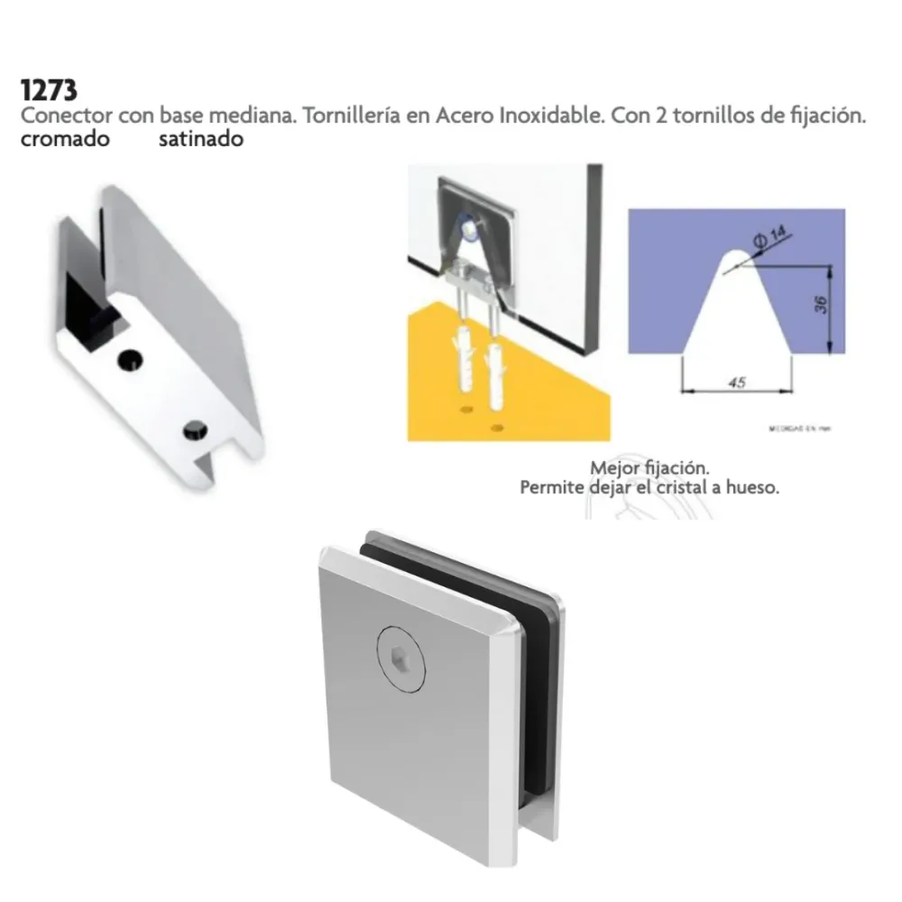 Baterías Recargables Conector con Base Mediana Muro Vidrio de 6 10mm Satinado