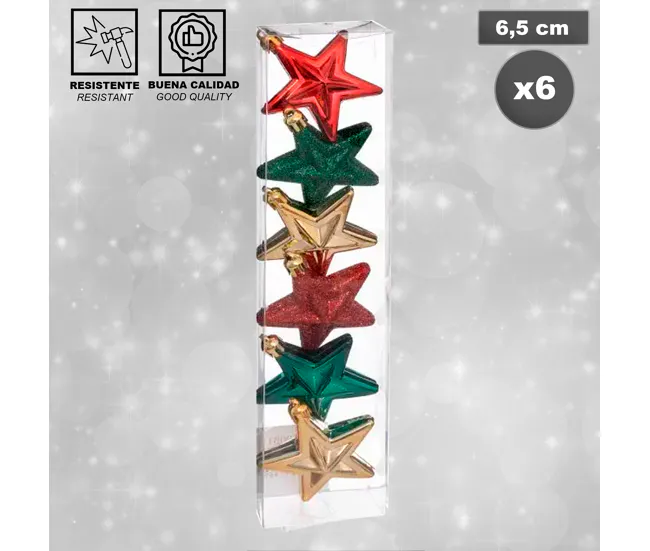 Cargador Inteligente Set de 6 estrellas de Navidad plástico