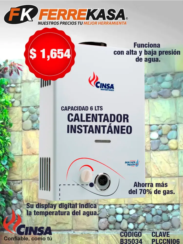 Certificadas CE Cinsa calentador instantaneo ci 6 lts