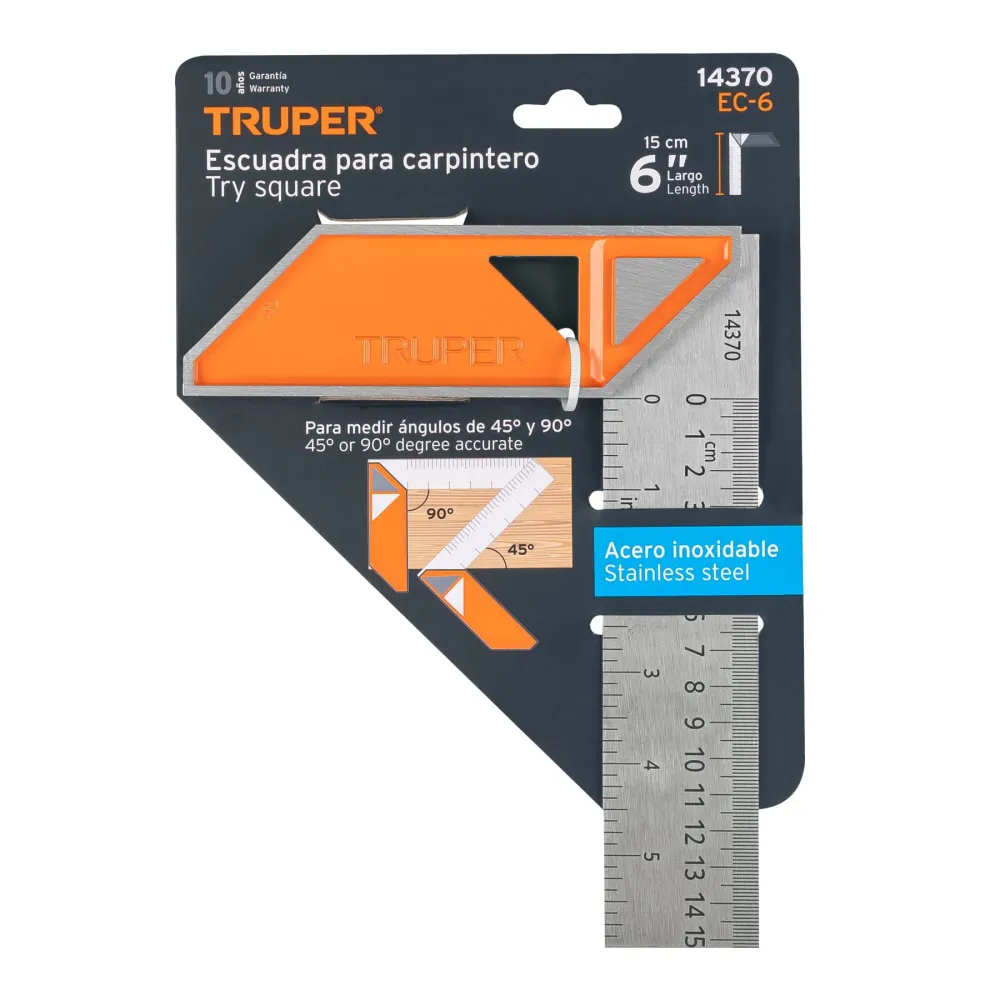 Certificadas CE Escuadra para carpintero, 6"