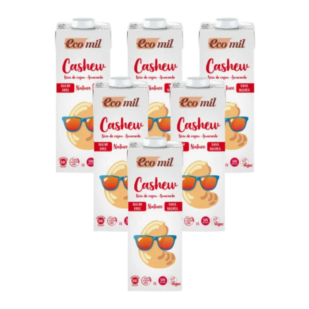 Certificadas CE Pack 6 uds Bebida Vegetal Anacardo (Cashew) Nature Bio Ecomil 1 L