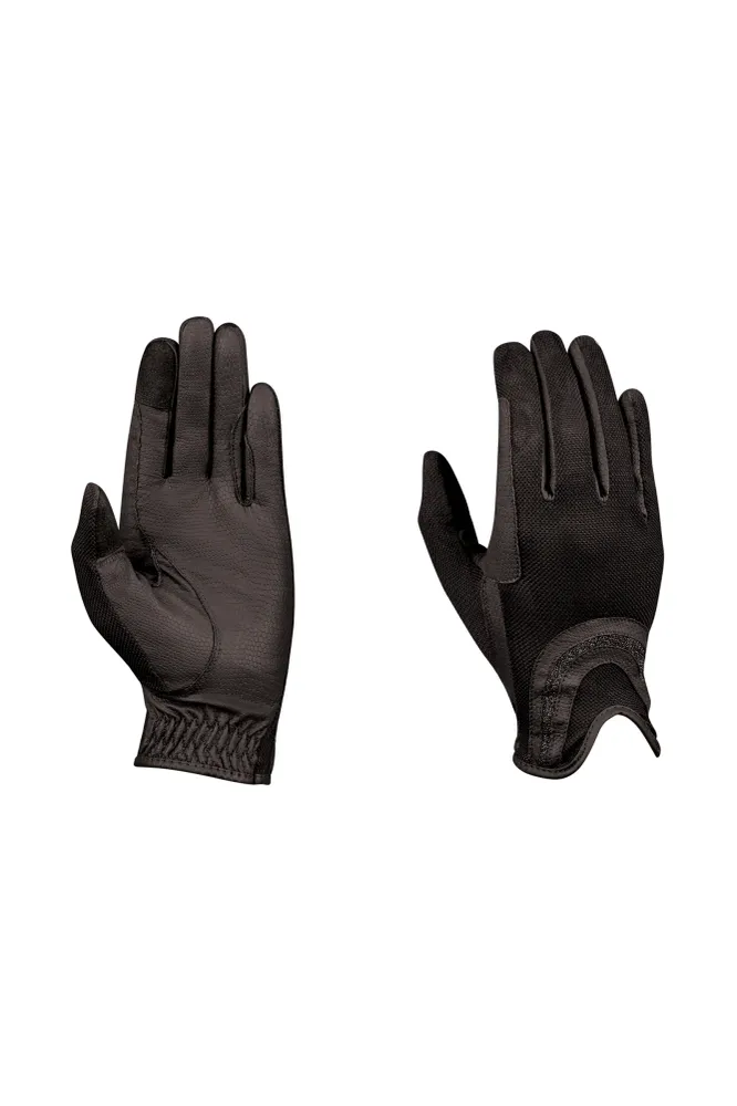 Guantes de equitación Pull On Glitter Mesh Back Ónix 6