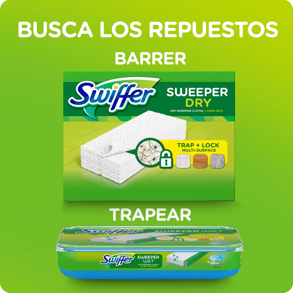 Pack de Pilas Swiffer Repuesto Mopa Seca 6 x 16 unid