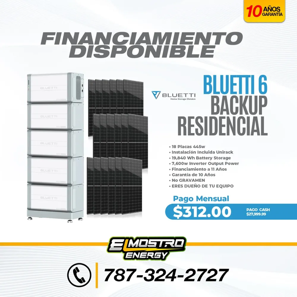 Pilas de Baterí Bluetti 6 Backup Residencial