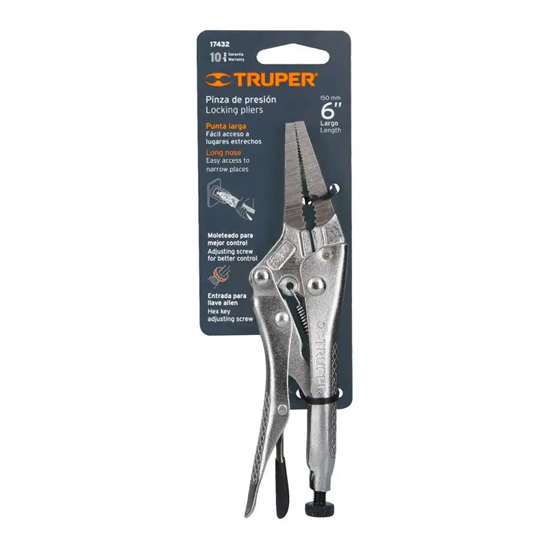 Pinza de presión 6", punta larga, truper Resistentes Derrames