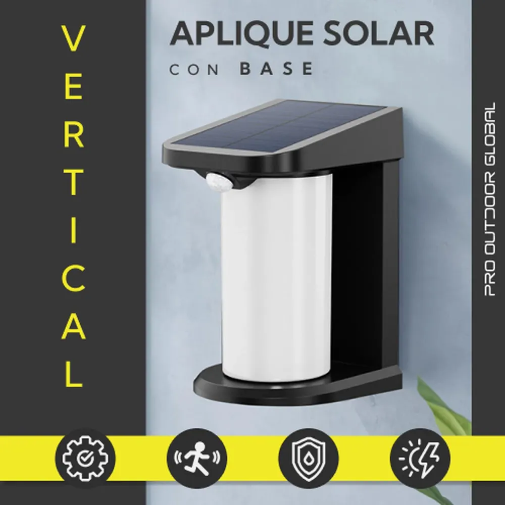 Recargables Premium Pack 6 Aplique Solar Vertical Contra Agua Con Base Con Sensor Movimiento
