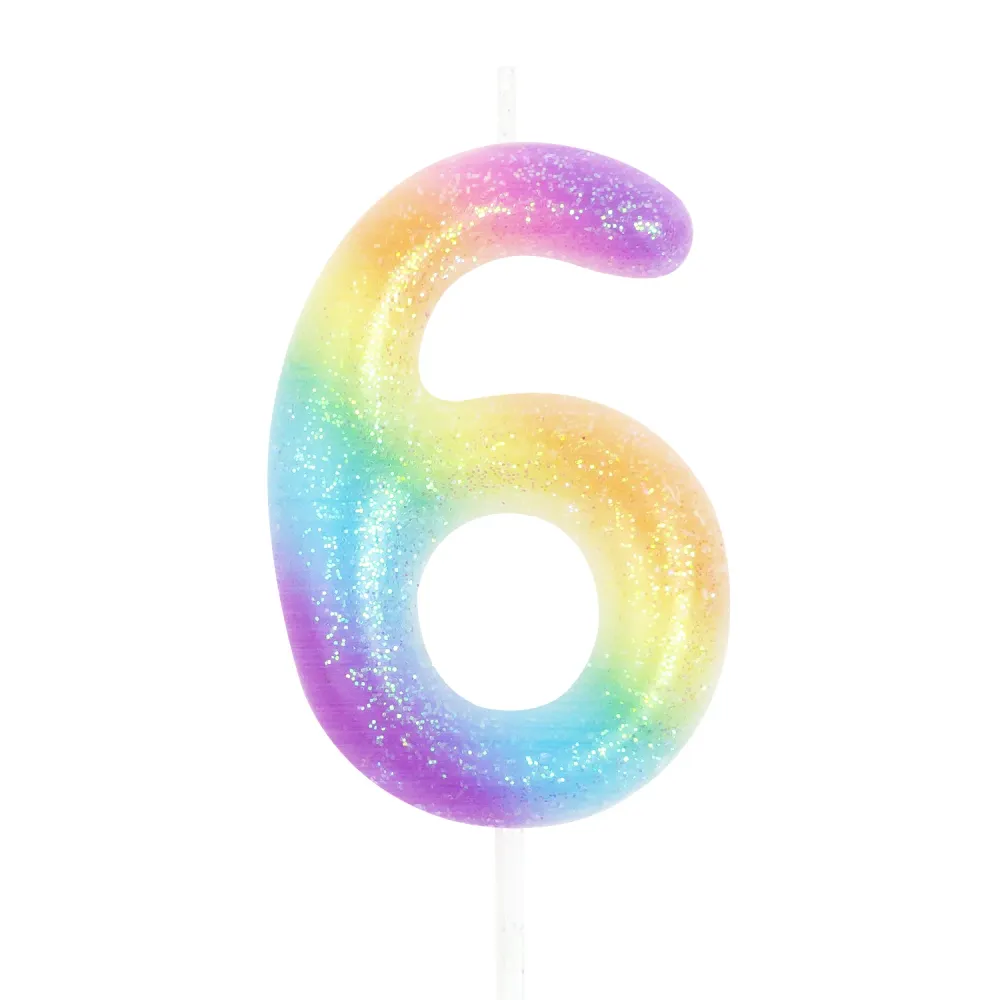 Vela colorida número 6 con Certificación RoHS