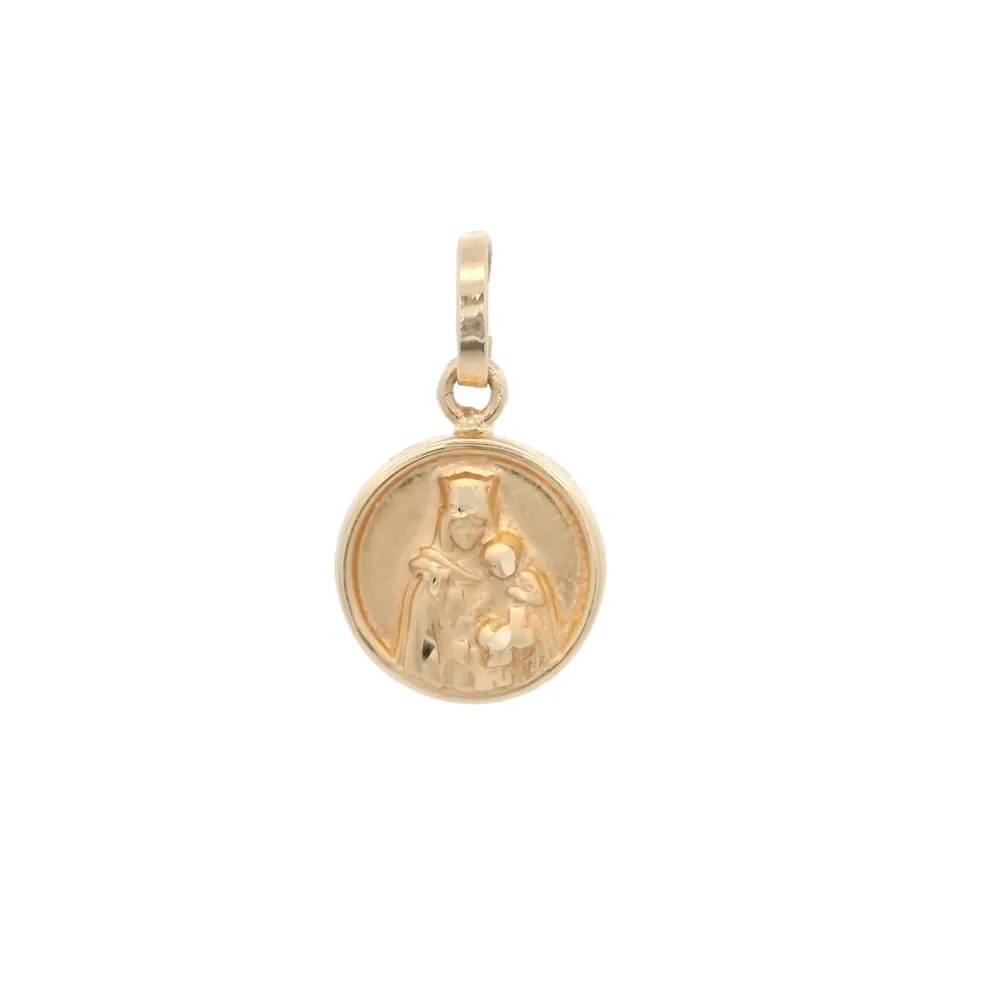14KY HEART JESUS AND VIRGIN DEL CARMEN 9MM MEDAL